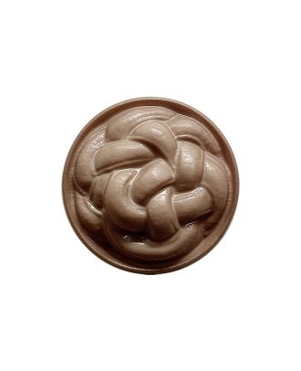 polyamide button round shape surface like a knot with shank - Size: 20mm - Color: brown - Art.No.: 333135