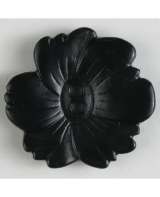 plastic button flower with 2 holes - Size: 25mm - Color: black - Art.No. 300837