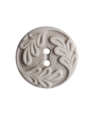 polyamide button round shape with leaf ornament and 2 holes - Size: 23mm - Color: grau - Art.No.: 346005