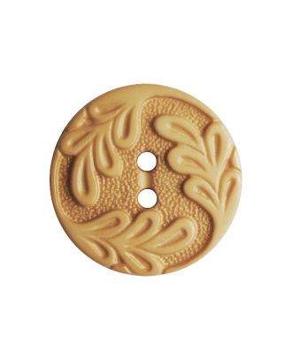 polyamide button round shape with leaf ornament and 2 holes - Size: 19mm - Color: beige - Art.No.: 316011