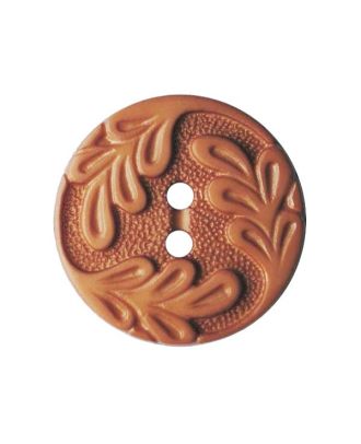 polyamide button round shape with leaf ornament and 2 holes - Size: 14mm - Color: braun - Art.No.: 286016
