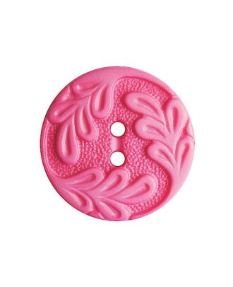 polyamide button round shape with leaf ornament and 2 holes - Size: 14mm - Color: pink - Art.No.: 286021