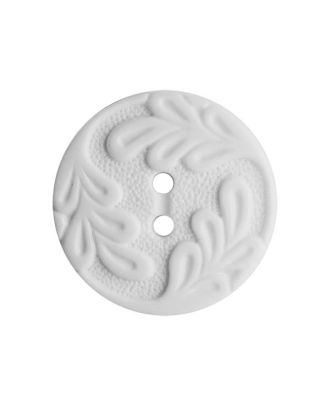 polyamide button round shape with leaf ornament and 2 holes - Size: 23mm - Color: weiß - Art.No.: 341490