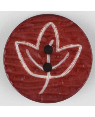 polyamide button with flower, 2 holes - Size: 18mm - Color: wine red - Art.No. 251362