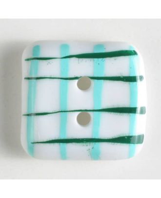 plastic button, square - Size: 23mm - Color: green - Art.No. 330689