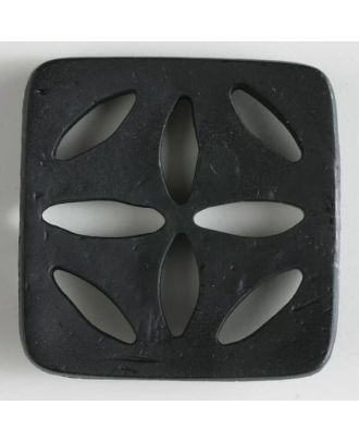 plastic button, square - Size: 60mm - Color: black - Art.No. 440067