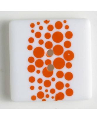 plastic button, square - Size: 25mm - Color: orange - Art.No. 330699