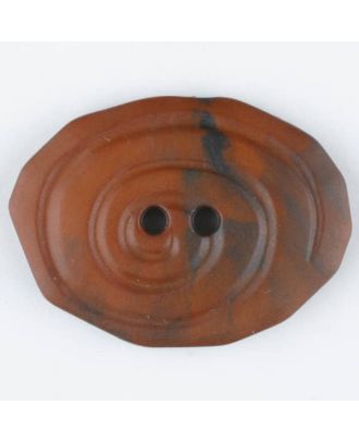 polyamide button, oval, 2 holes - Size: 25mm - Color: brown - Art.No. 315745