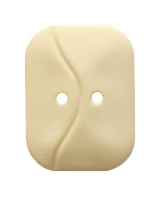 oblong polyamide button with 2 holes and wave - Size: 32mm - Color: beige - Art.No. 374801