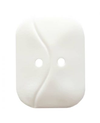 oblong polyamide button with 2 holes and wave - Size: 32mm - Color: white - Art.No. 370866