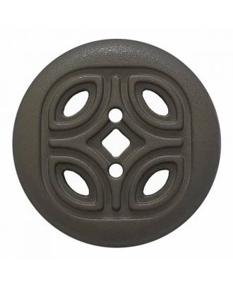 round polyamide button with 2 holes and open ornament - Size: 25mm - Color: grey - Art.No. 344838
