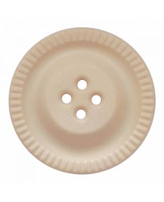 round polyamide button with 4 holes and gear on the edge - Size: 28mm - Color: beige - Art.No. 344851