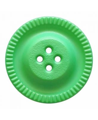 round polyamide button with 4 holes and gear on the edge - Size: 28mm - Color: green - Art.No. 344857