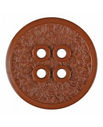 polyamide button with a fine edge and surface relief and four holes - Size: 23mm - Color: brown - Art.No. 335801