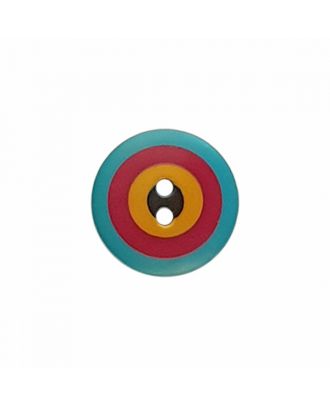 Kaffe Fassett Button “Target”, polyamide round shape 2 holes - Size: 15mm - Color: blue/red/yellow/black - Art.-Nr.: 261394
