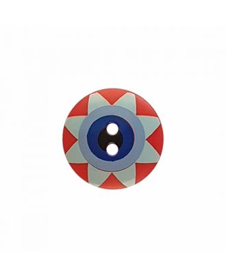 Kaffe Fassett Button “Star Flower”, polyamide round shape 2 holes - Size: 20mm - Color: red/light blue/blue/navy/black - Art.-Nr.: 300993