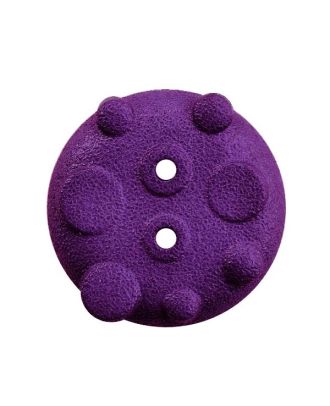 polyamide button round shape with matt, uneven surface and 2 holes - Size: 23mm - Color: lila - Art.No.: 346020