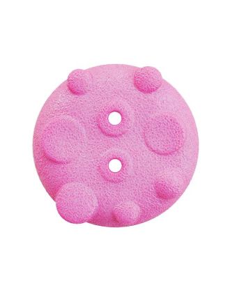 polyamide button round shape with matt, uneven surface and 2 holes - Size: 28mm - Color: pink - Art.No.: 386007