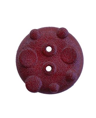 polyamide button round shape with matt, uneven surface and 2 holes - Size: 23mm - Color: weinrot - Art.No.: 346024