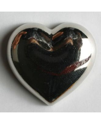 Heart button, metallized plastic - Size: 20mm - Color: silver - Art.No. 270319