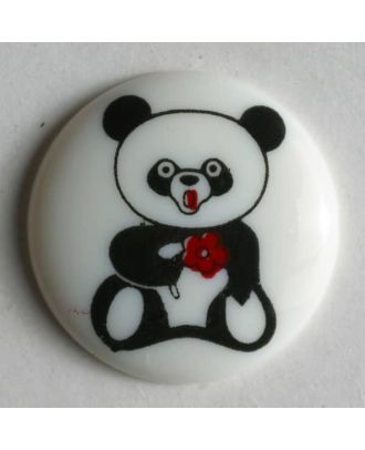 Panda bear button - Size: 15mm - Color: white - Art.No. 210949