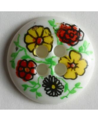 Flower button - Size: 15mm - Color: white - Art.No. 211039