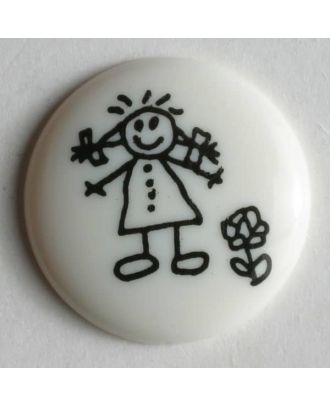 Girl button - Size: 15mm - Color: white - Art.No. 211448