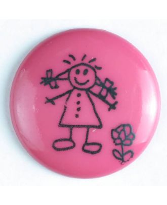 Girl button - Size: 15mm - Color: pink - Art.No. 211424