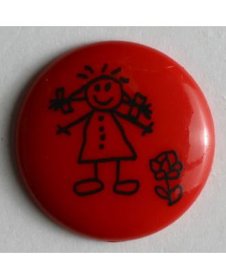 Girl button - Size: 15mm - Color: red - Art.No. 211425