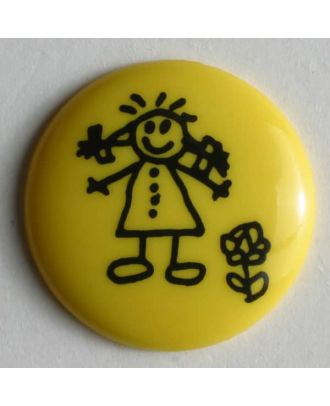 Girl button - Size: 18mm - Color: yellow - Art.No. 221481