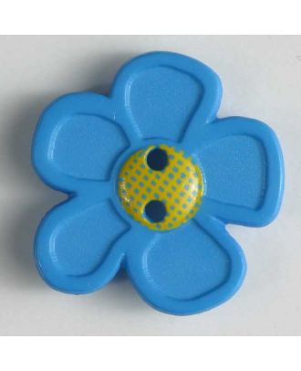Flower button - Size: 28mm - Color: blue - Art.No. 340553