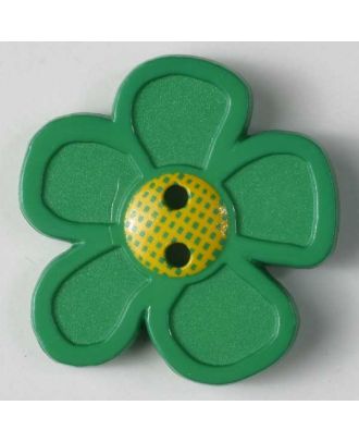Flower button - Size: 28mm - Color: green - Art.No. 340707