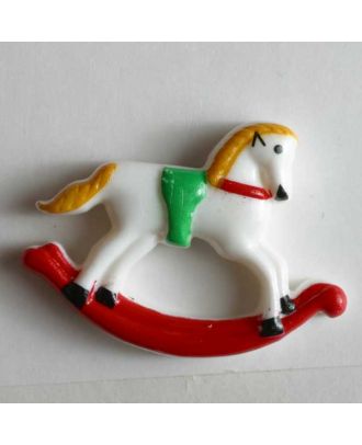 Rocking horse button - Size: 30mm - Color: white - Art.No. 340615