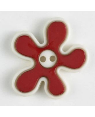 polyamide button, flower, 2-holes - Size: 20mm - Color: wine red - Art.No. 281043