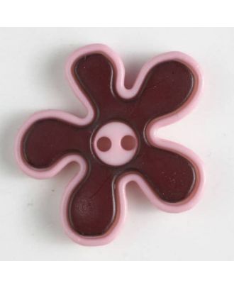polyamide button, flower, 2-holes - Size: 20mm - Color: wine red - Art.No. 281044