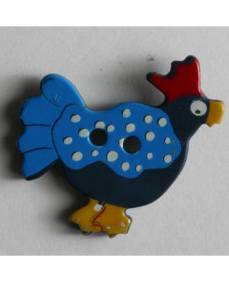 Rooster button - Size: 25mm - Color: blue - Art.No. 280789