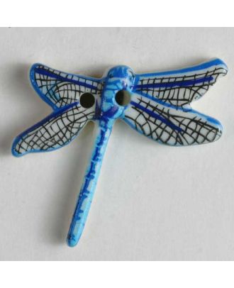 Dragonfly button - Size: 25mm - Color: blue - Art.No. 330617
