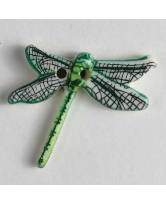Dragonfly button - Size: 25mm - Color: green - Art.No. 330616
