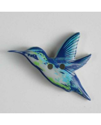 Bird button - Size: 28mm - Color: blue - Art.No. 360417