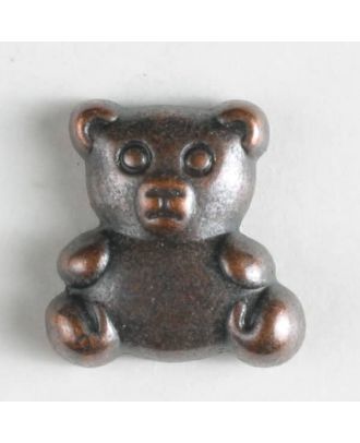 Teddy bear button, full metal - Size: 18mm - Color: copper - Art.No. 310558