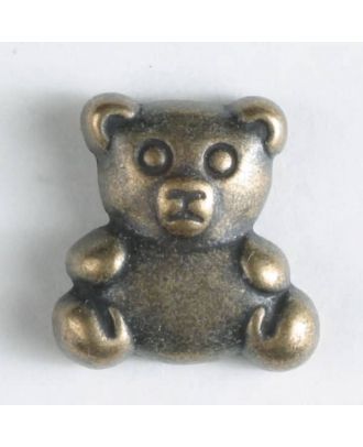 Teddy bear button, full metal - Size: 18mm - Color: antique brass - Art.No. 310559