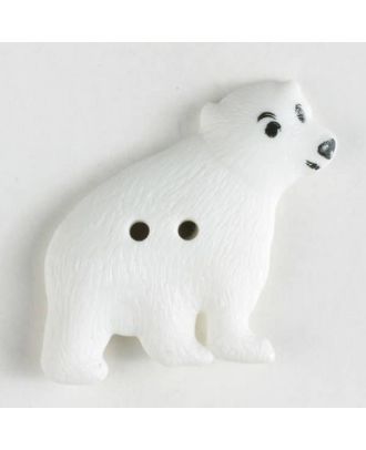 Polar bear button - Size: 32mm - Color: white - Art.No. 370327