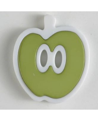 apple  button 2 holes - Size: 25mm - Color: green - Art.No. 330772