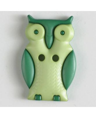 Owl with two holes - Size: 25mm - Color: green - Art.No. 330800
