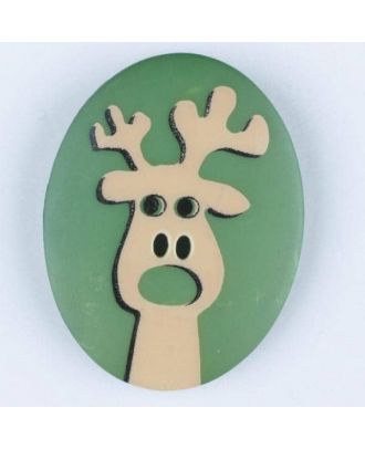polyamide button, elk, 2 holes - Size: 23mm - Color: green - Art.No. 331010