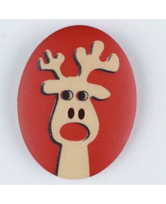 polyamide button, elk, 2 holes - Size: 23mm - Color: red - Art.No. 331012