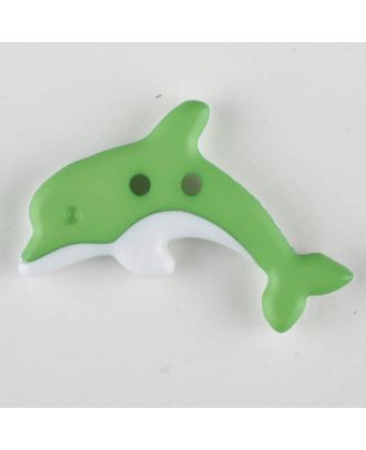 dolphin, 2 holes - Size: 30mm - Color: green - Art.-Nr.: 341130