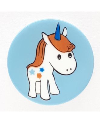 novelty button unicorn with shank - Size: 14mm - Color: blue   - Art.No. 241226