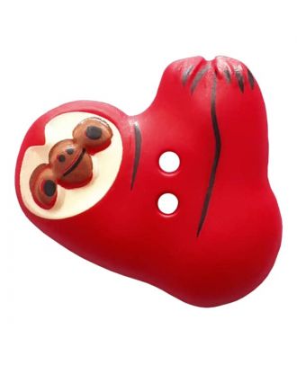 novelity button sloth with two holes - Size: 25mm - Color: rot - Art.No. 341304