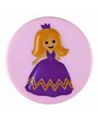 children polyamide button round shape with princess and shank - Size: 15mm - Color: pink - Art.-Nr.: 261386